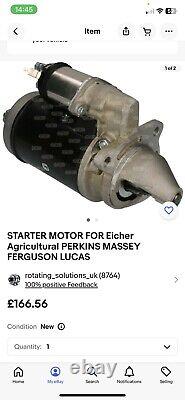 Starter Motor For Eicher Agricultural Perkins Massey Ferguson Lucas New